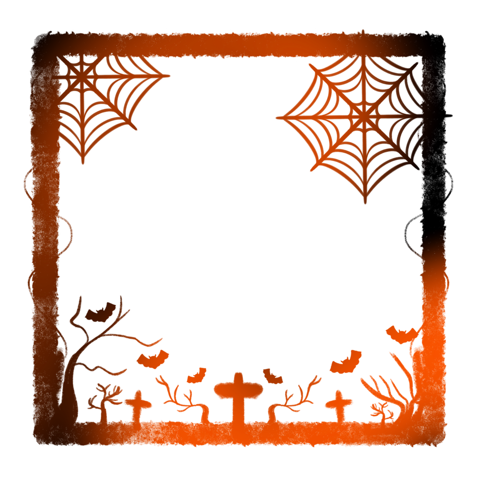 Light Frame Side Vine Center Tree cross Two Spider web Six Bats png