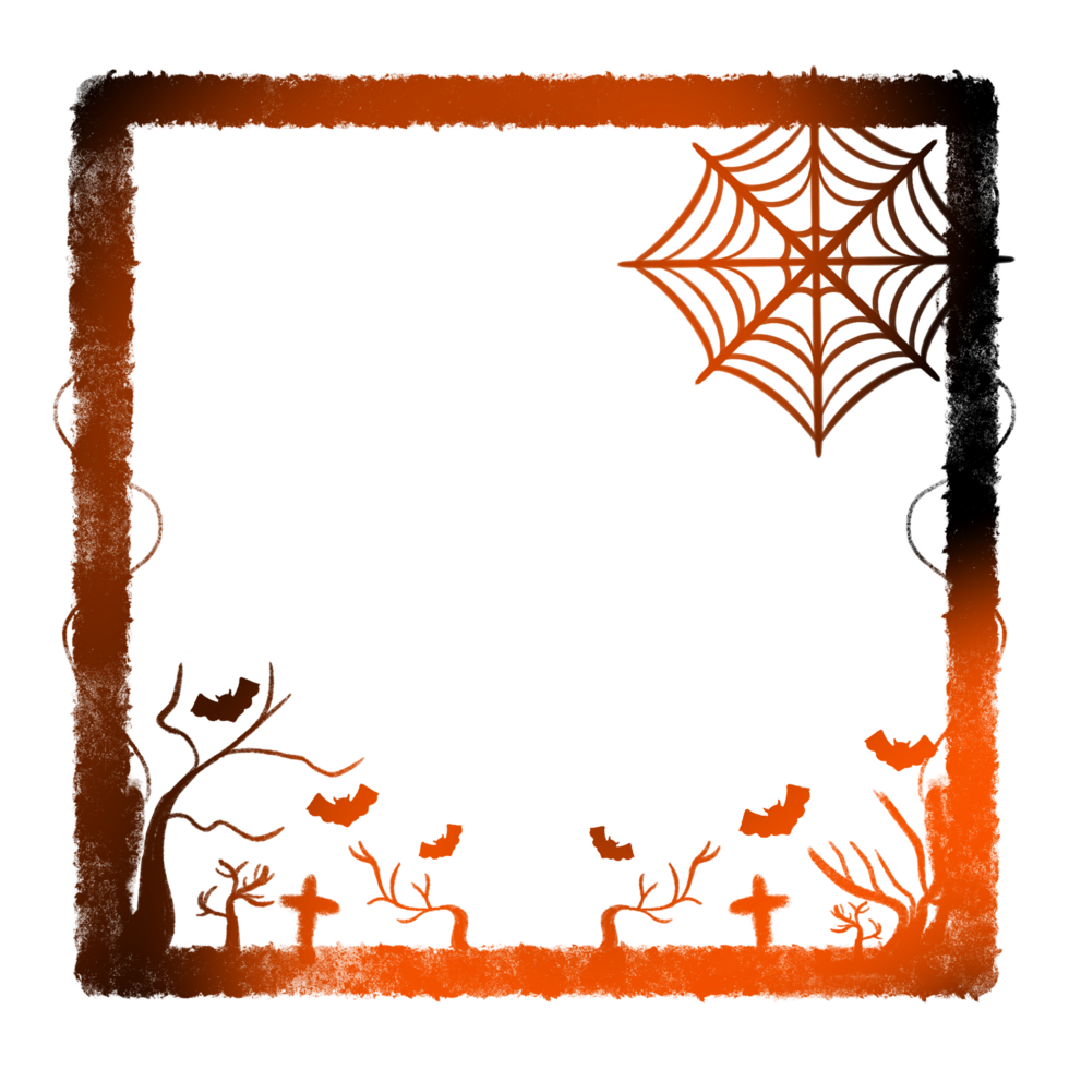 Light Frame Side Vine Tree cross Spider web Six Bats png