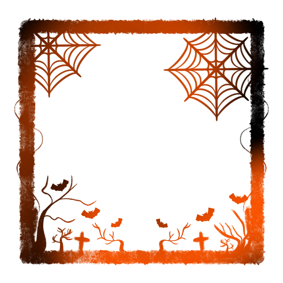 Light Frame Side Vine Tree cross Two Spider web Six Bats png