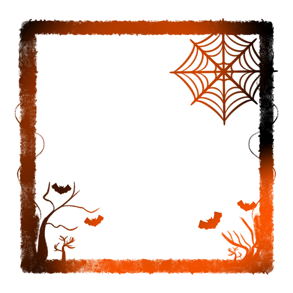 Light Frame Side Vine Tree Spider web Four Bats png