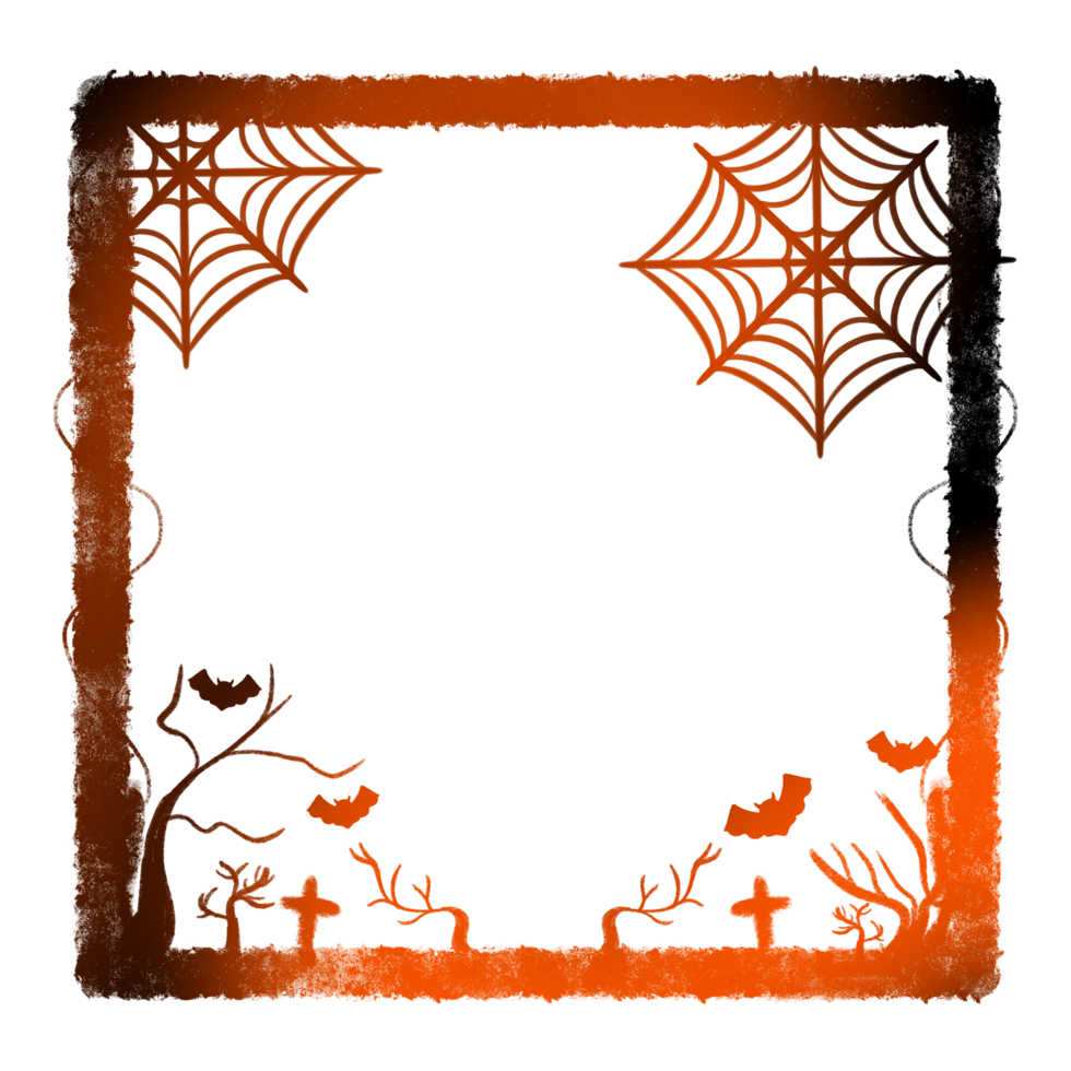 Light Frame Side Vine Tree cross Two Spider web Four Bats png