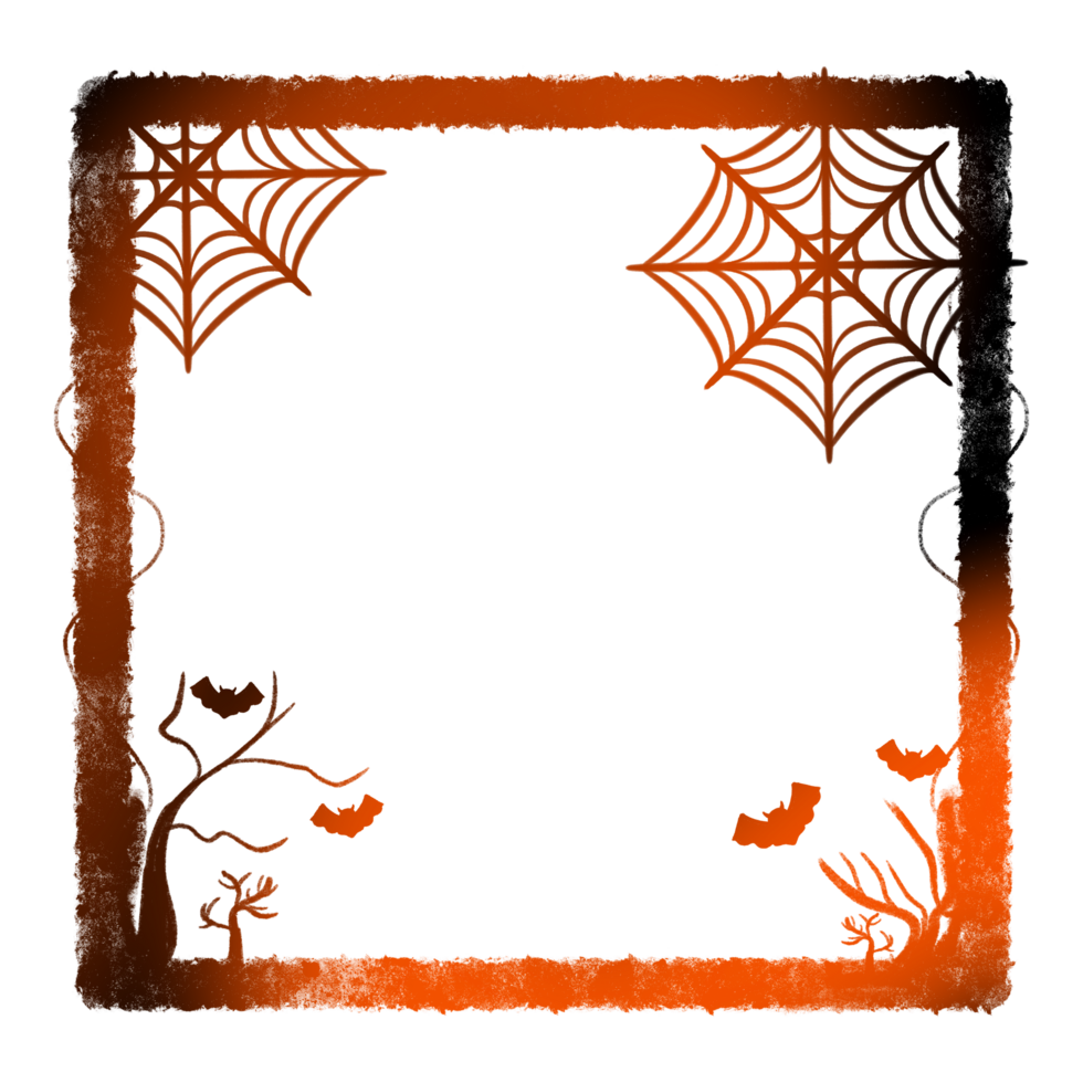 Light Frame Side Vine Tree Two Spider web Four Bats png