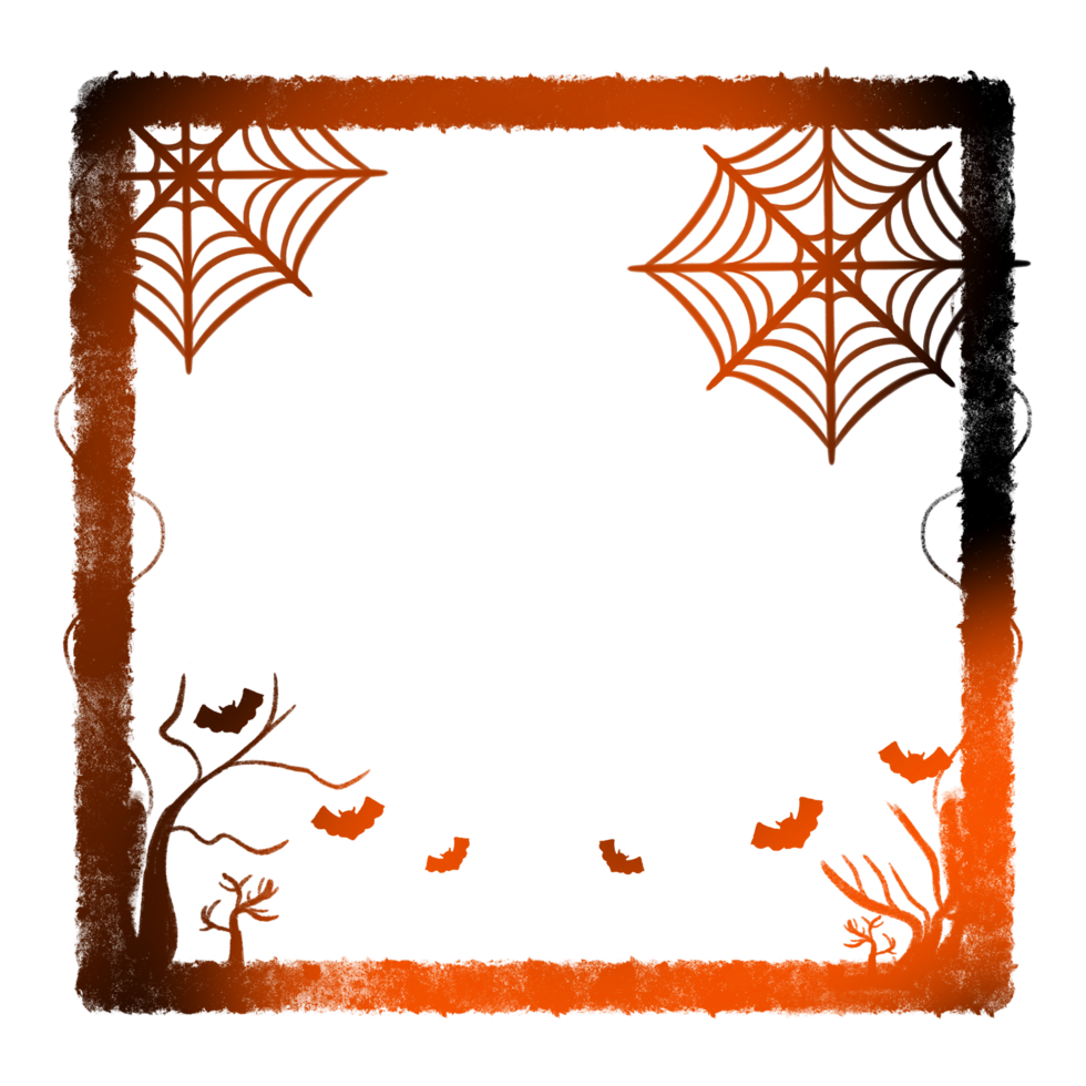 Light Frame Side Vine Tree Two Spider web Six Bats png