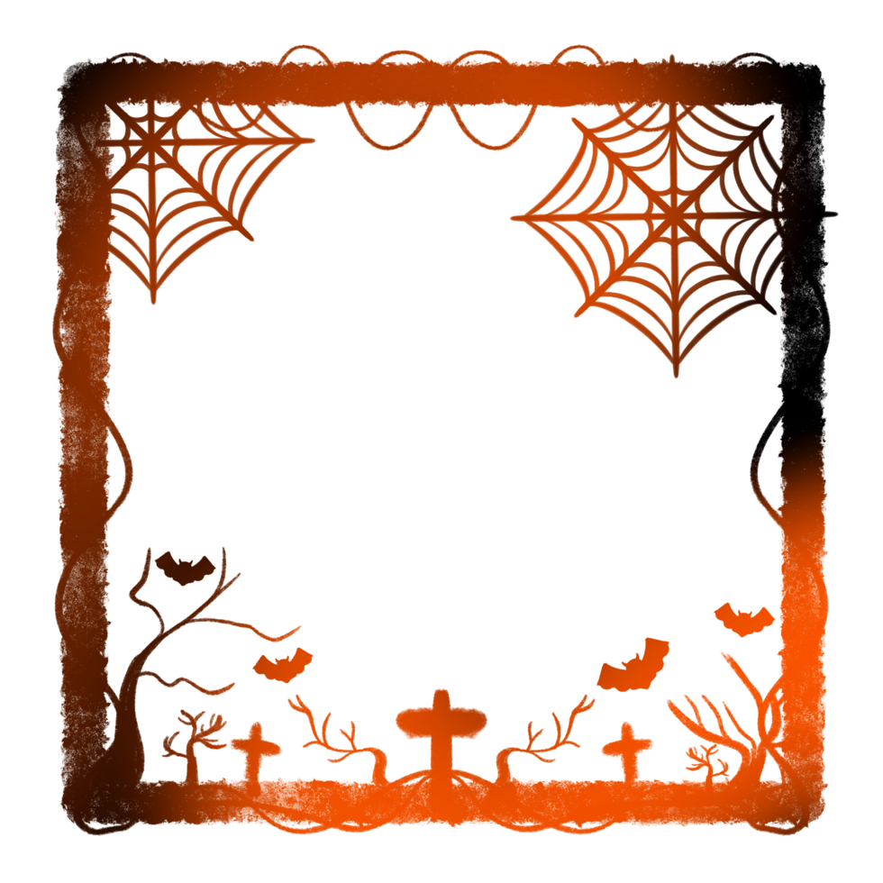 Light Frame Surrounded vine Center Tree cross Two Spider web Four Bats png