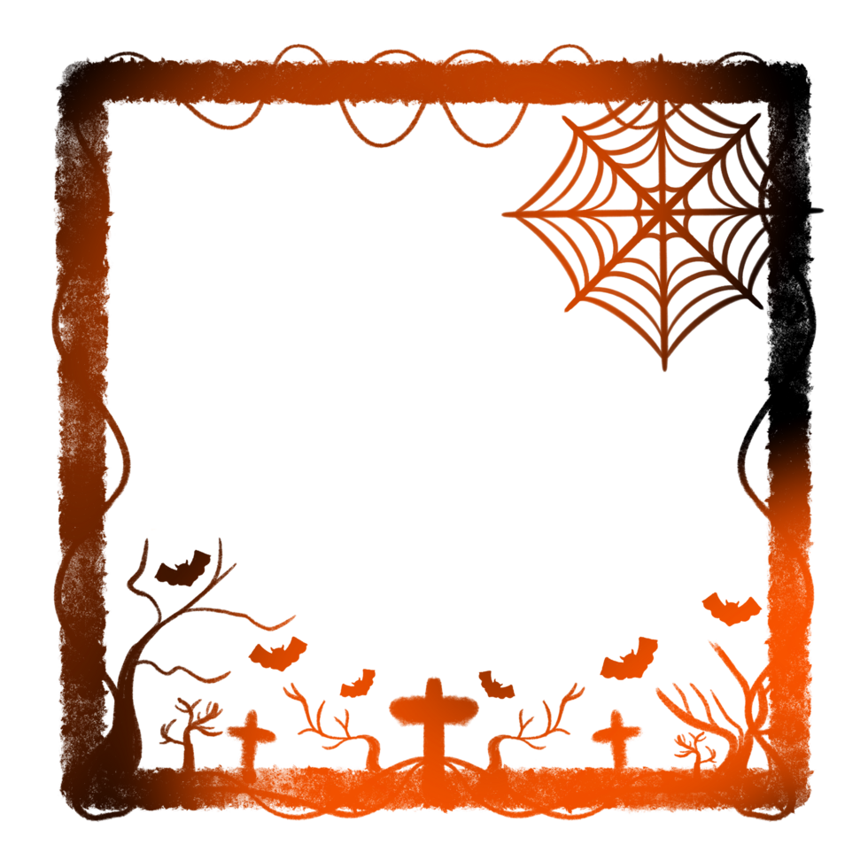 Light Frame Surrounded vine Center Tree cross Spider web Six Bats png