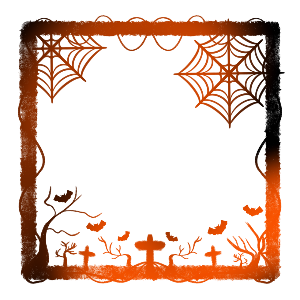 Light Frame Surrounded vine Center Tree cross Two Spider web Six Bats png