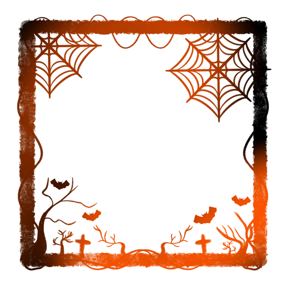 Light Frame Surrounded vine Tree cross Two Spider web Four Bats png