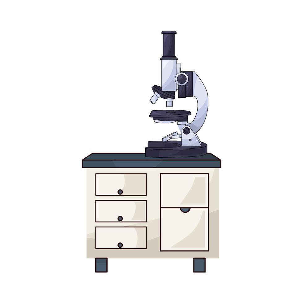 Microscope Set On Desk illustration vector