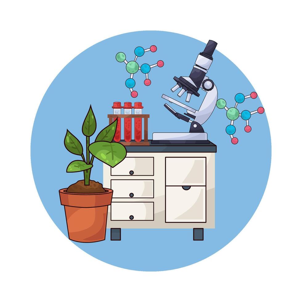 Microscope Resting On Table vector
