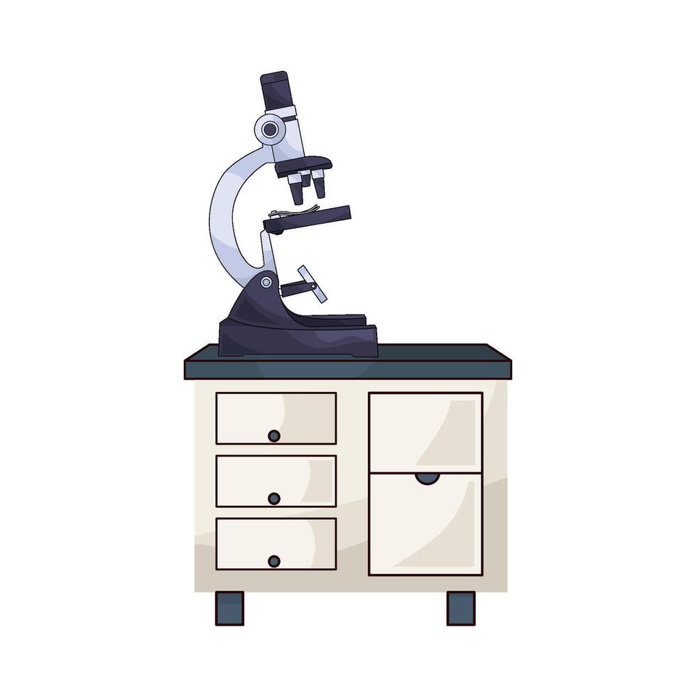 illustration of Microscope Set On Desk vector
