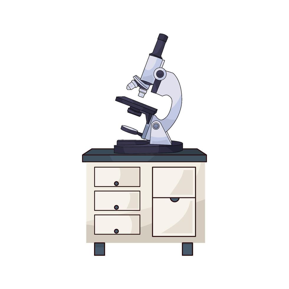 Microscope Set On Desk vector