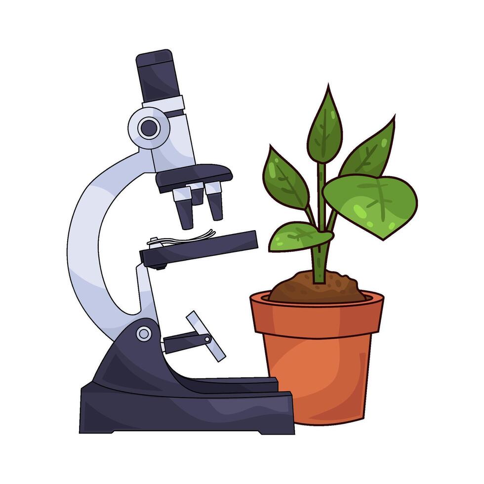 illustration of Microscope And Plant Study vector