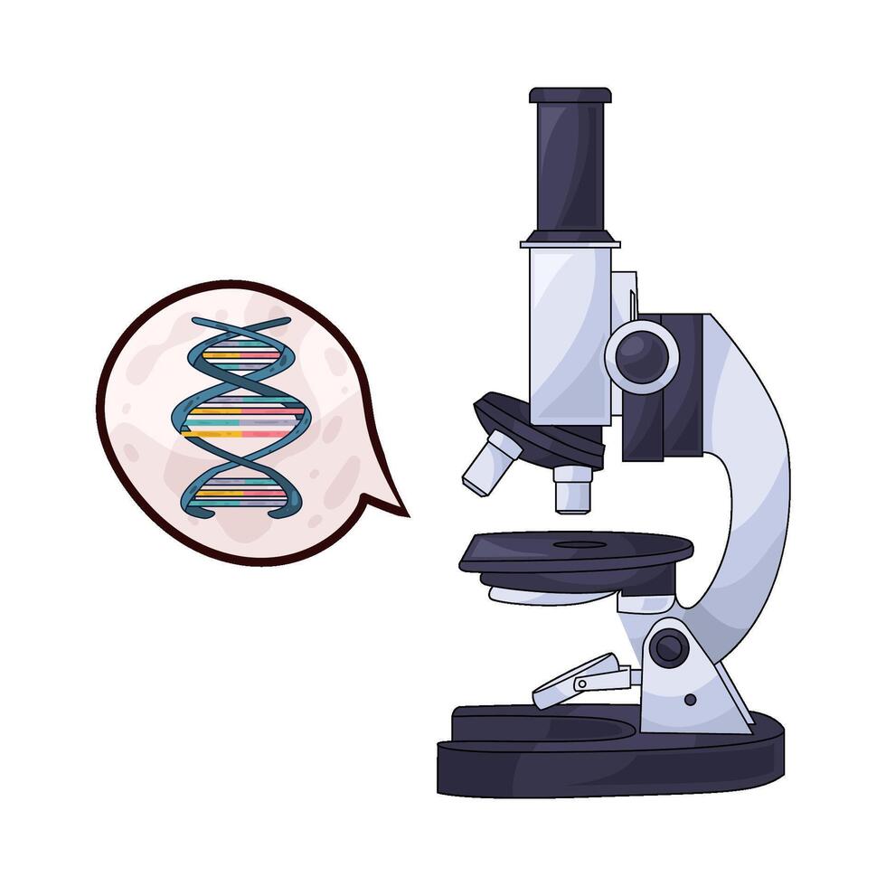 Microscope Examining DNA Strands vector