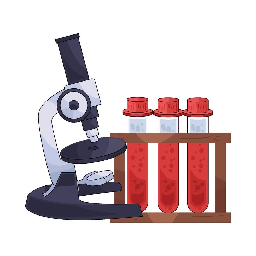 illustration of Microscope With Blood Sample vector
