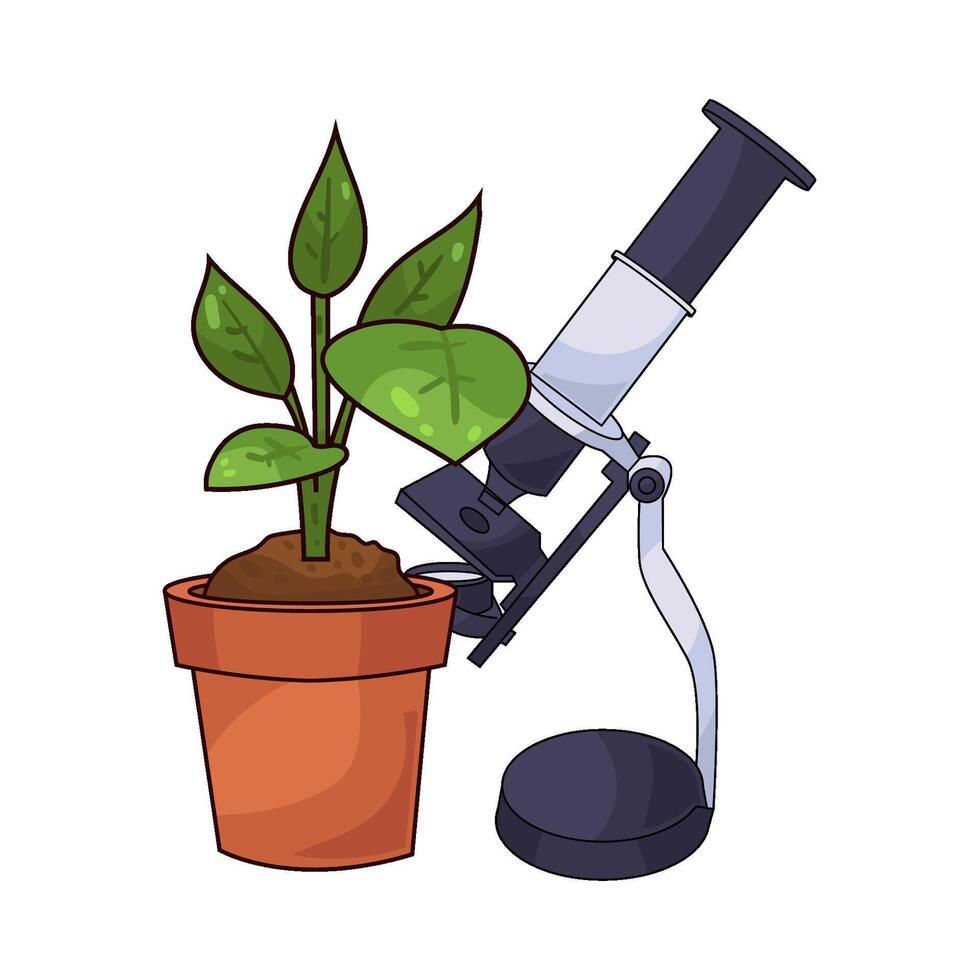 Microscope Examining plants vector