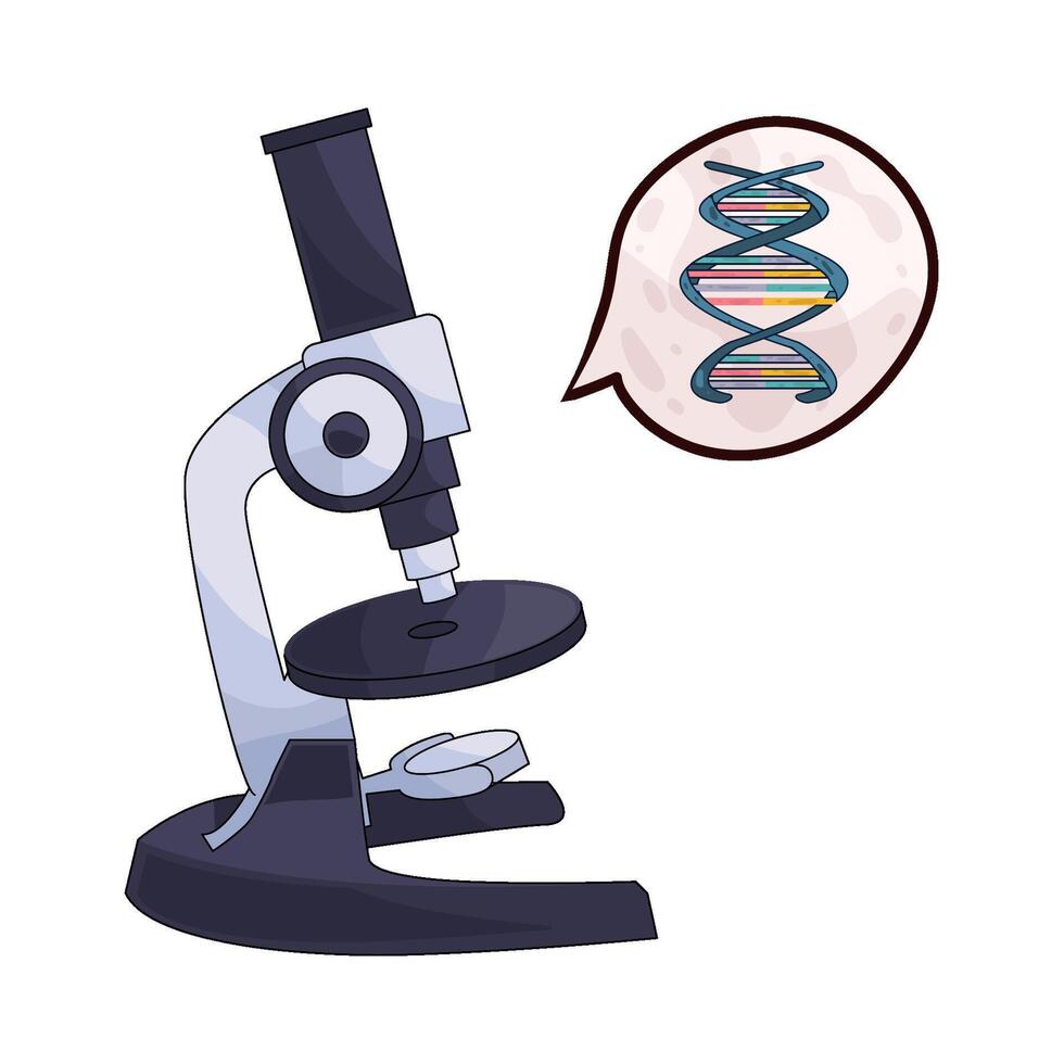 Microscope Examining DNA Strands illustration vector
