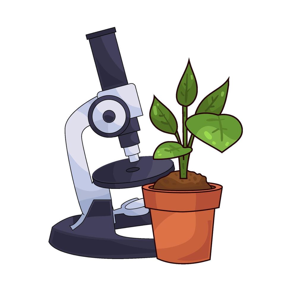 Microscope Focused On Plant vector
