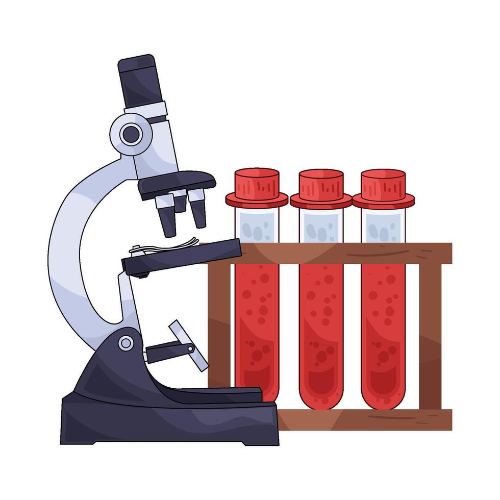 Microscope With Blood Sample vector