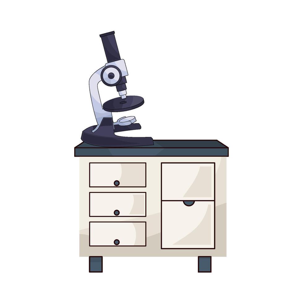Lab Table With Microscope vector