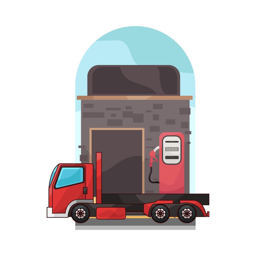 illustration of Flatbed truck Down the Long Road vector