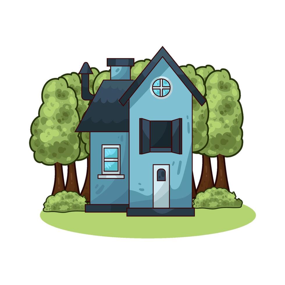 House Surrounded By Trees vector