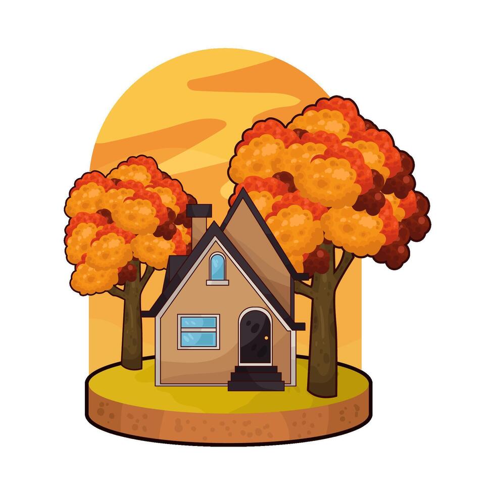 Small House In Forest illustration vector