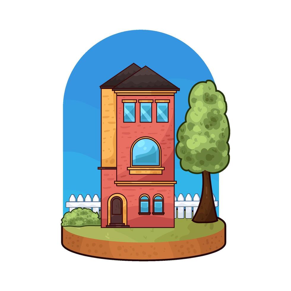 illustration of Beautiful House And Tree vector