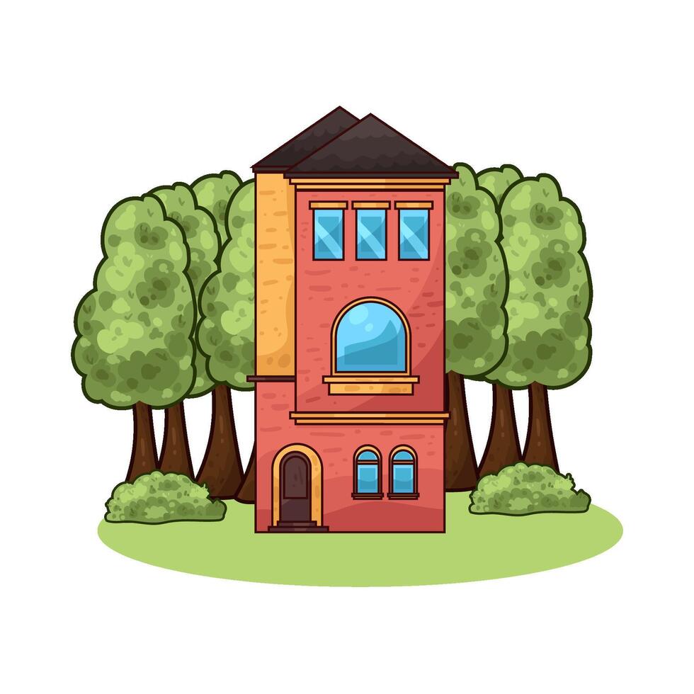 Beautiful House And Tree vector