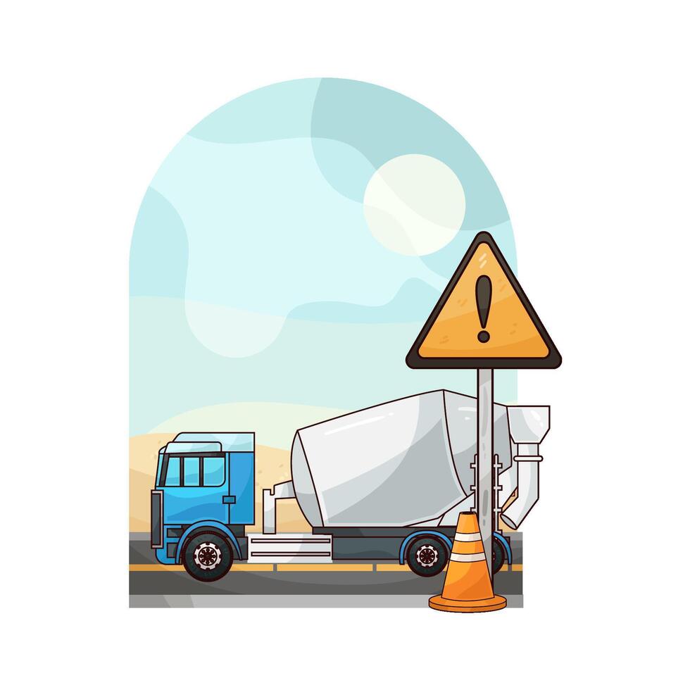 illustration of Concrete Truck in Action vector