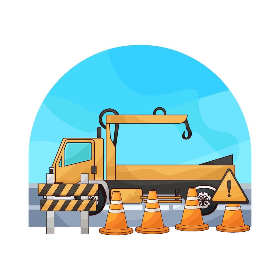 Crane truck on the highway vector