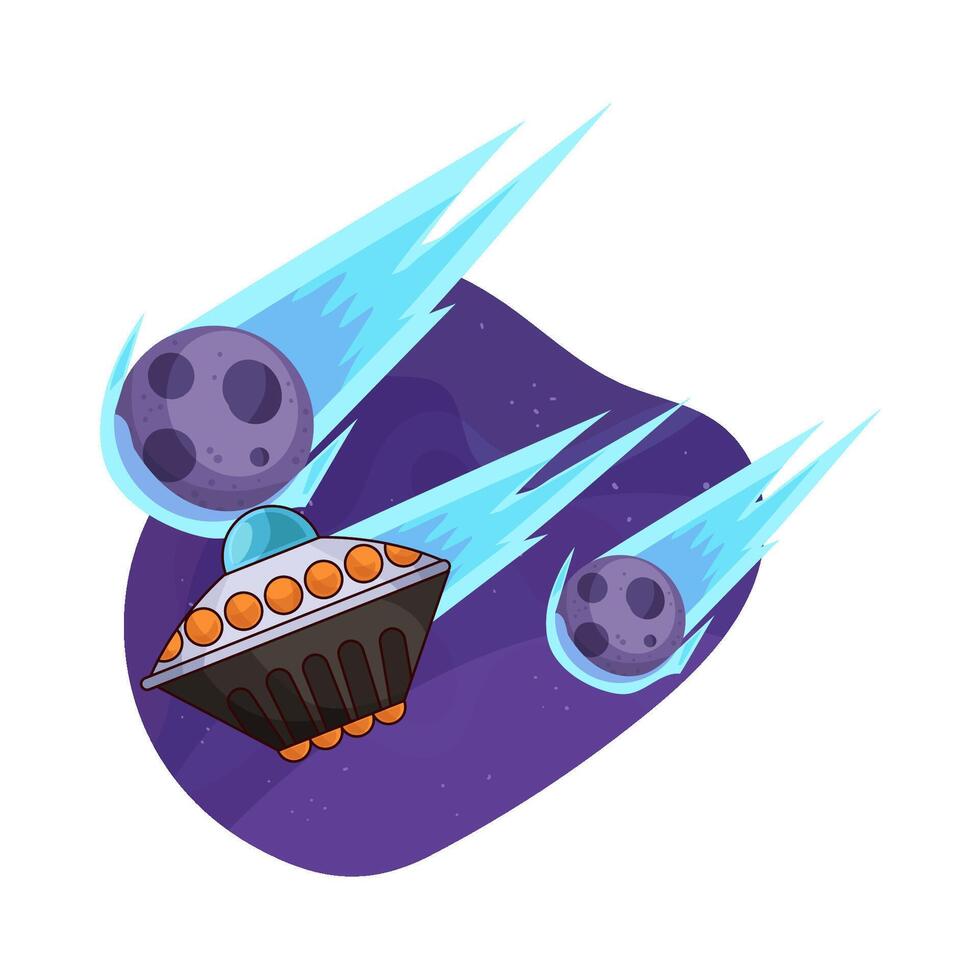 illustration of Meteors and UFOs vector