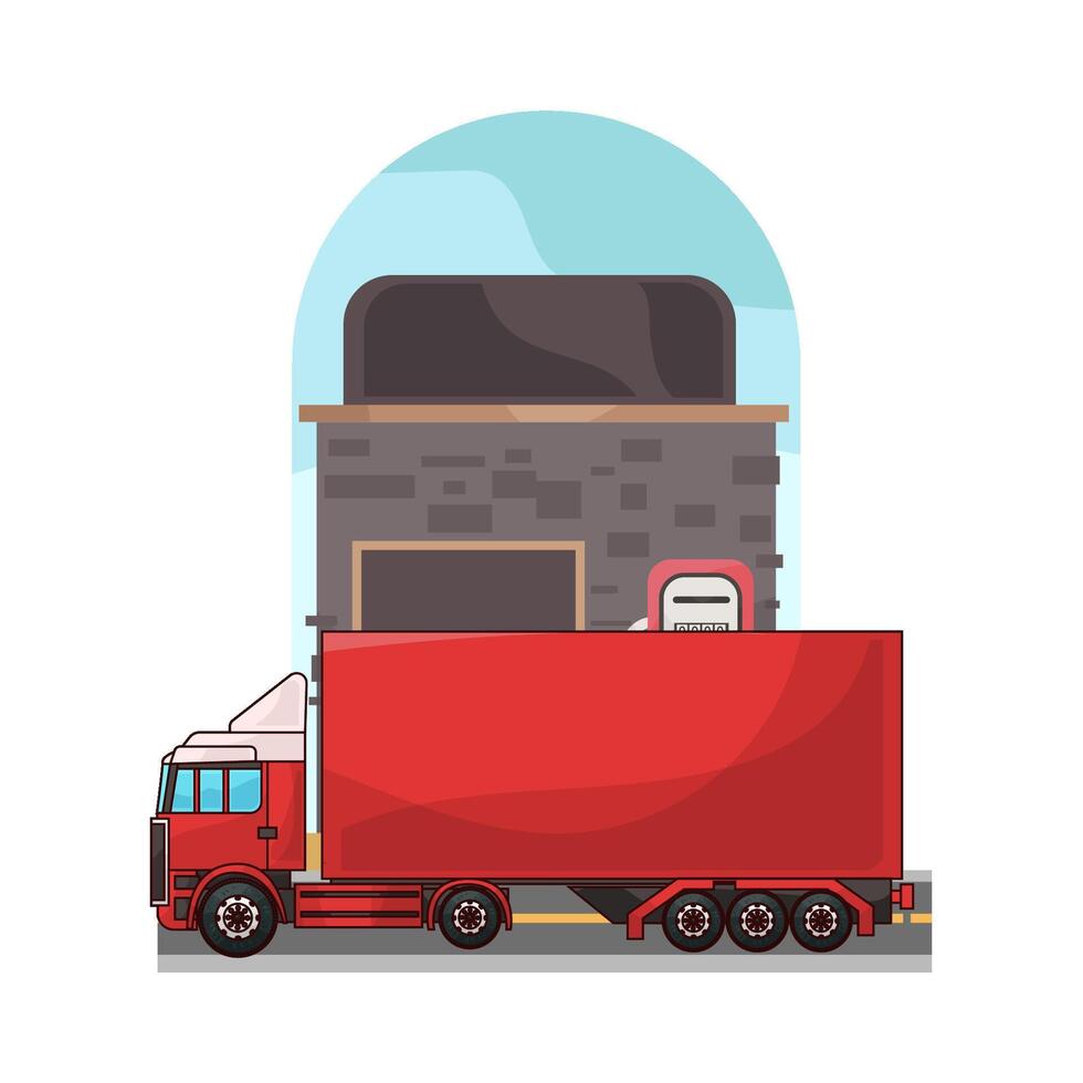 illustration of red Colored Container Truck vector