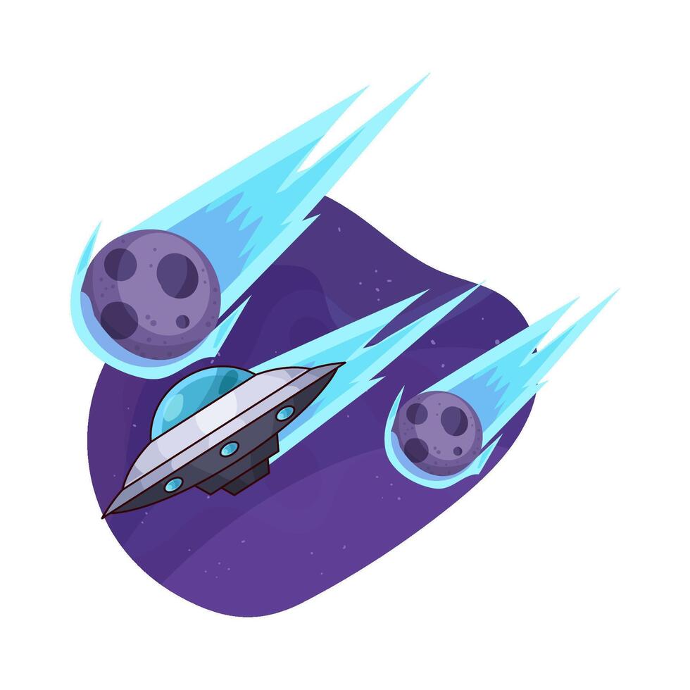 Meteors and UFOs illustration vector
