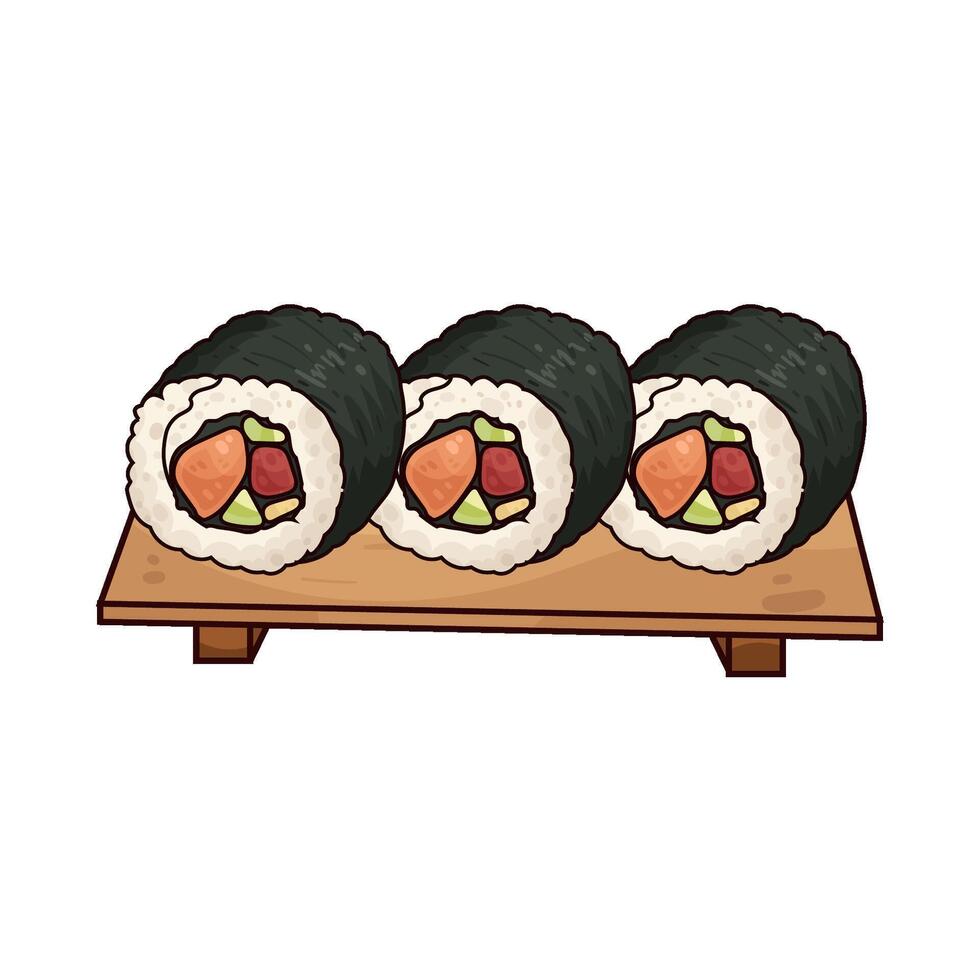illustration of Sushi Rolls with Salmon vector