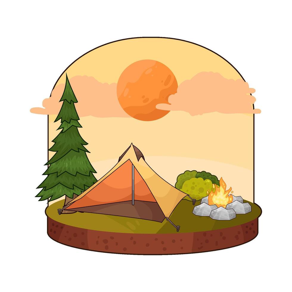 Camping in Verdant Forest illustration vector