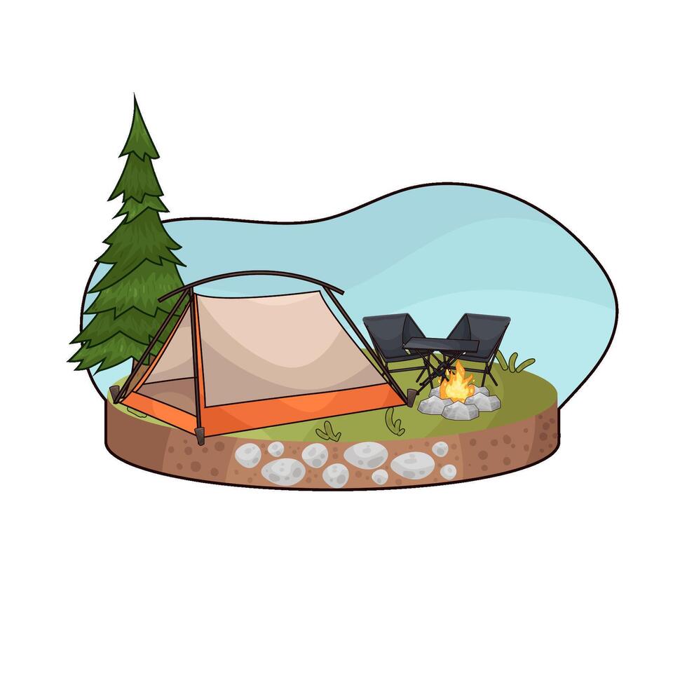 Forest Tent Cozy Retreat illustration vector