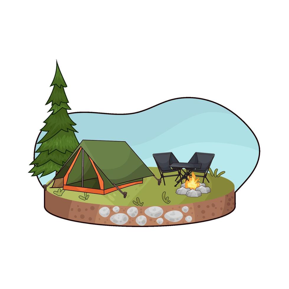 Camping Amidst Tall Pines vector