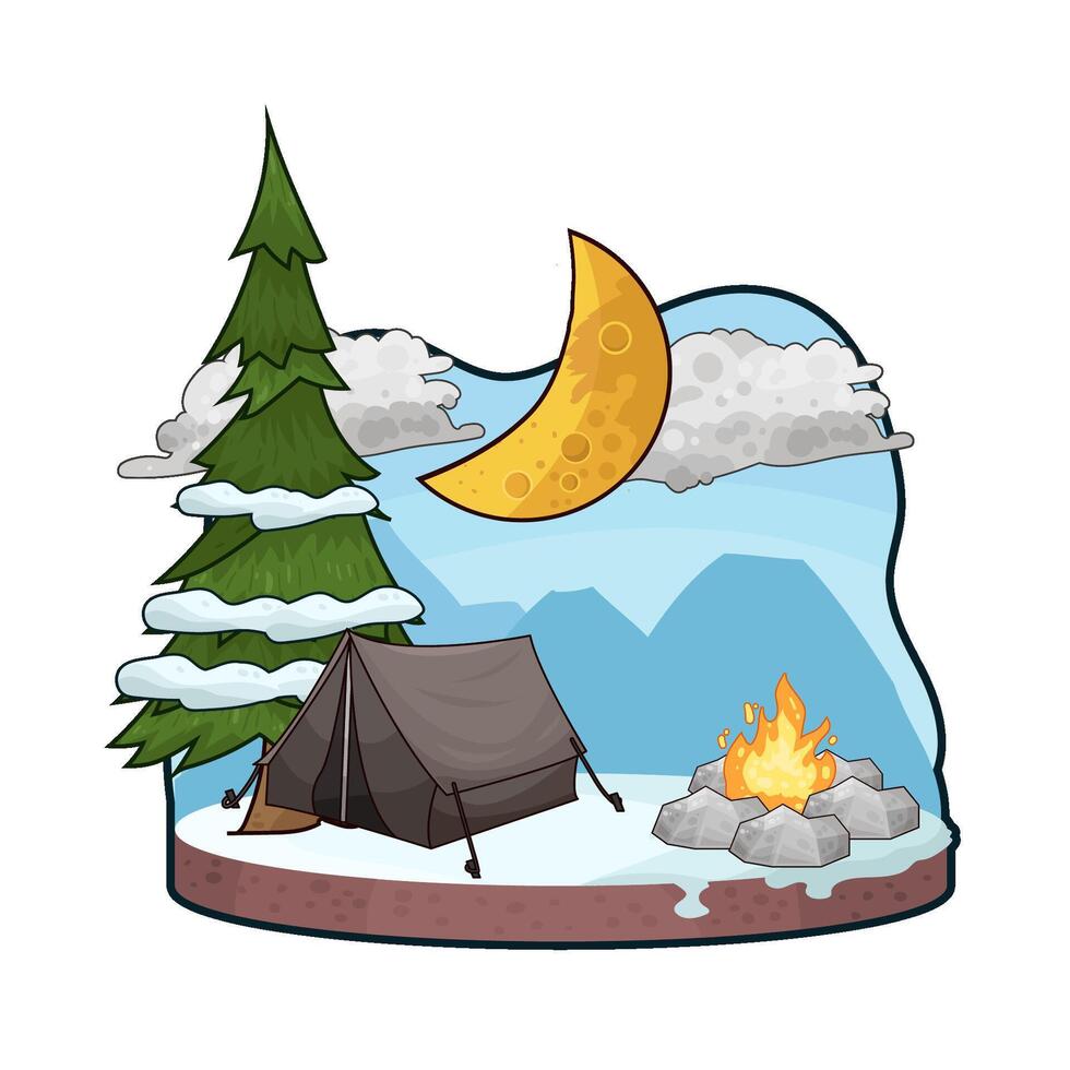 Camping Amidst Tall Pines illustration vector