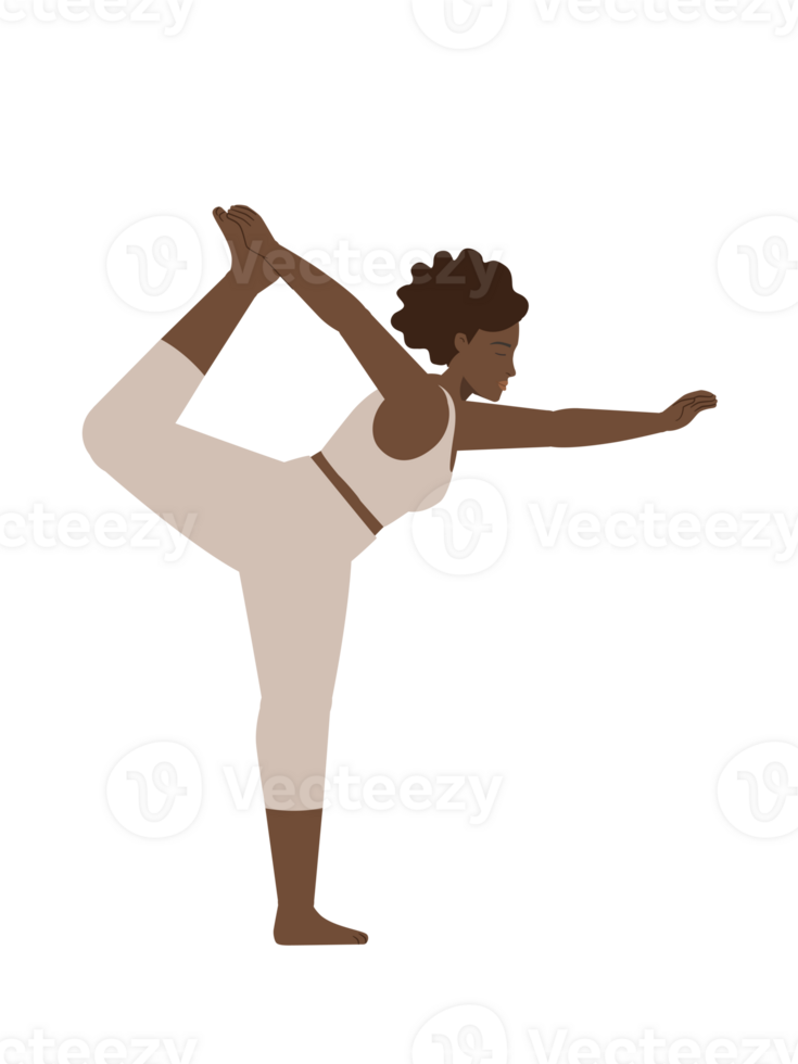 Brown body positive woman doing yoga pose png