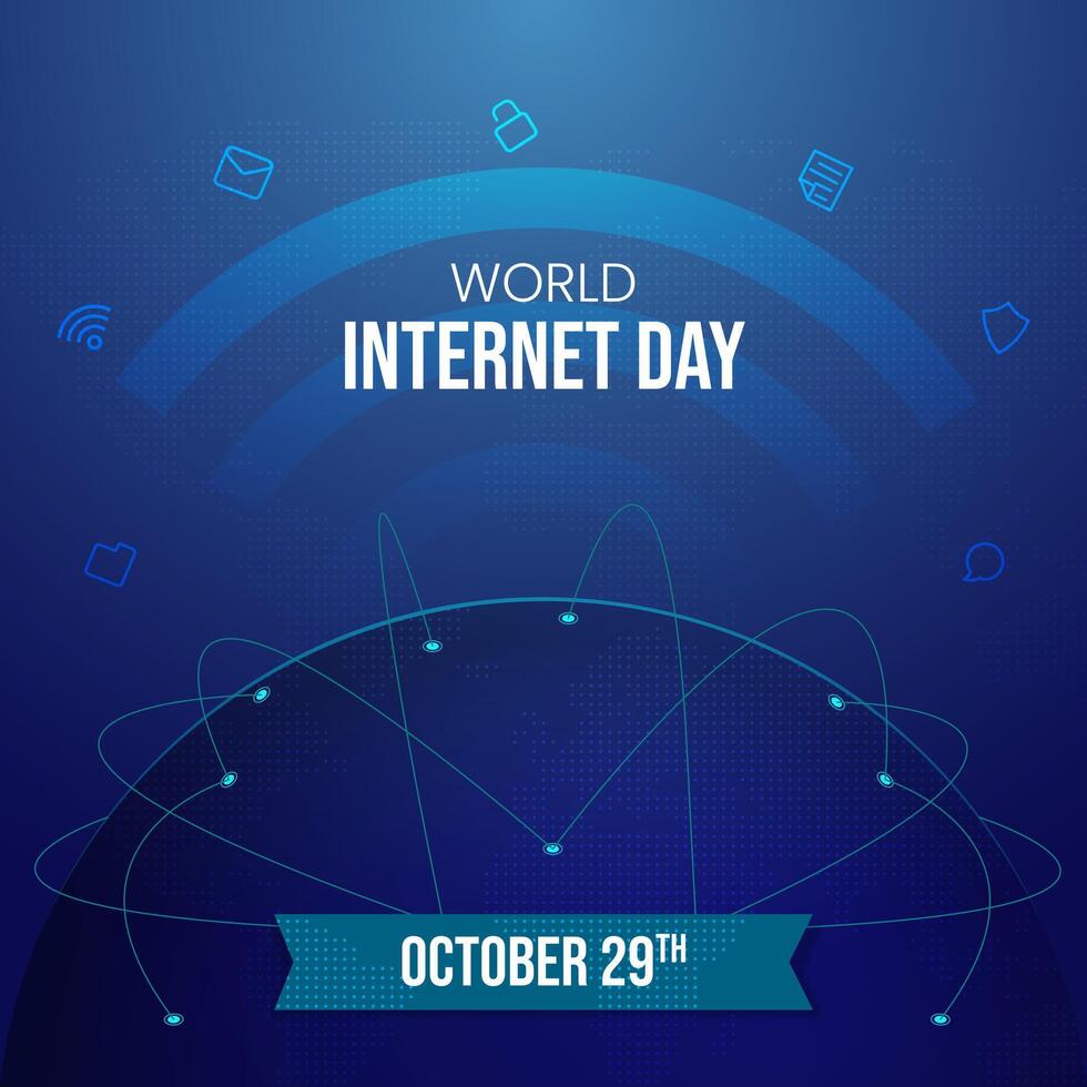 World Internet Day October 29th banner conecting the world with internet illustration vector