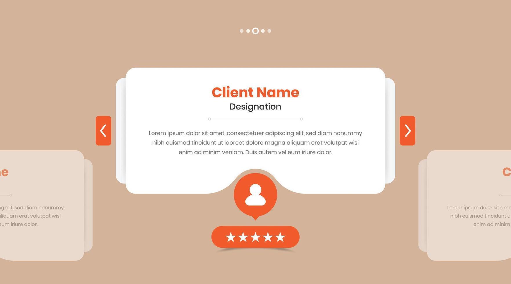 Client feedback or testimonial web slider section design with arrow button vector