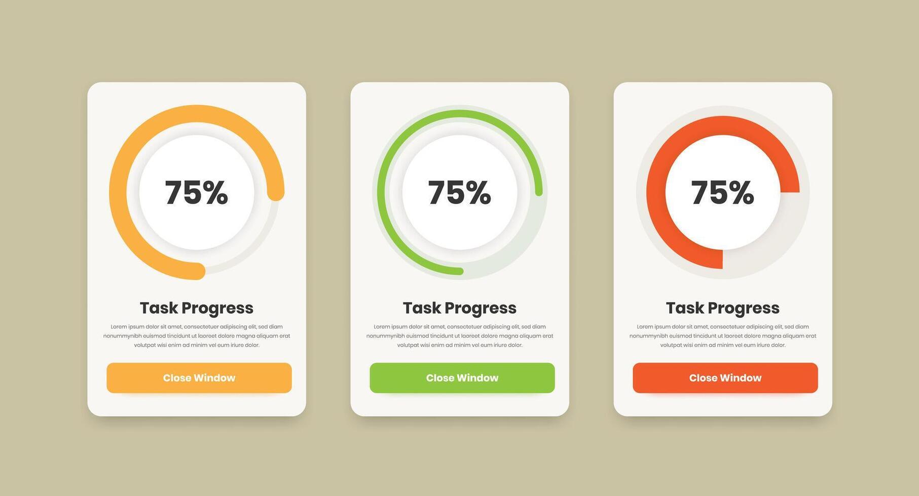 Modern circular progress graph popup ui element design for mobile and web application vector
