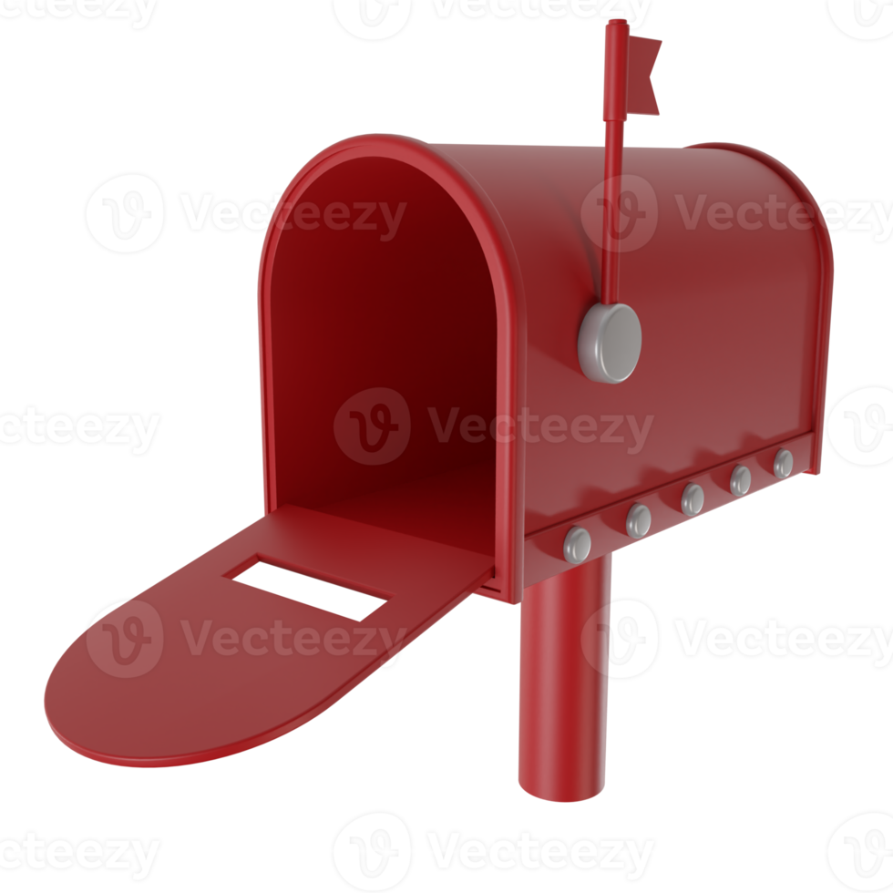 3d rendering of an open red mailbox png