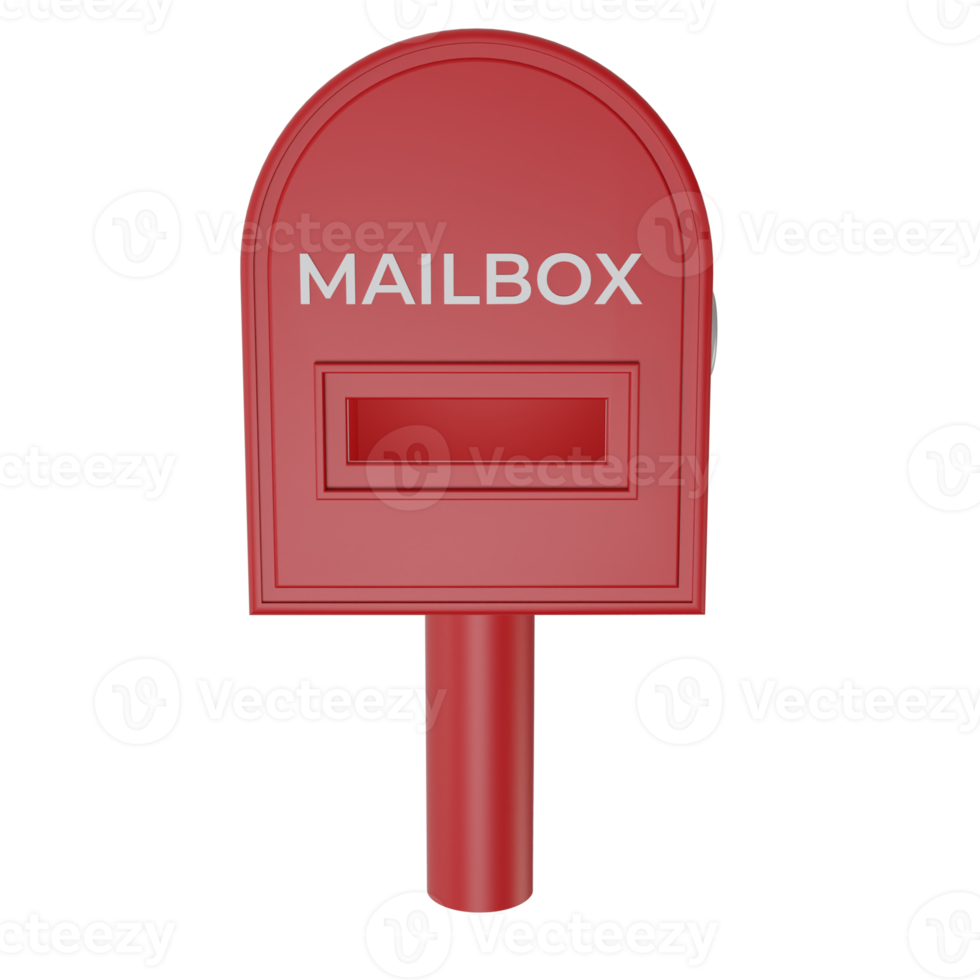 3d render of closed red mailbox png