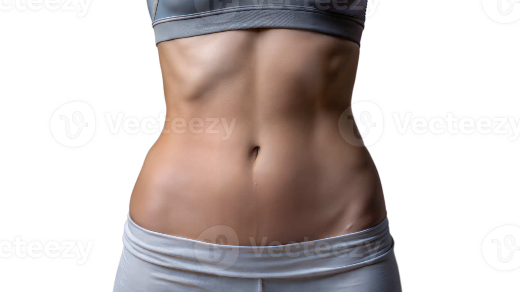 Fit woman's midsection showing toned abs, representing fitness and health png