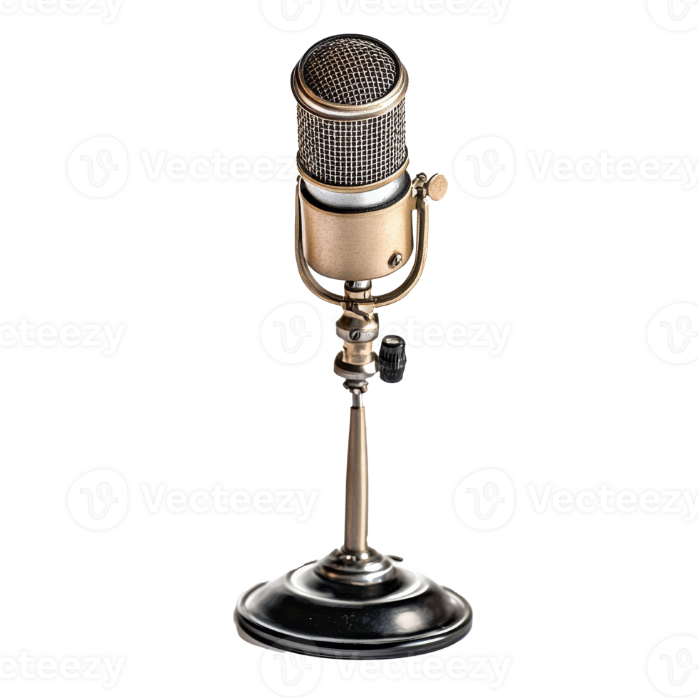 Classic retro styled microphone. Broadcasting and podcast equipment png
