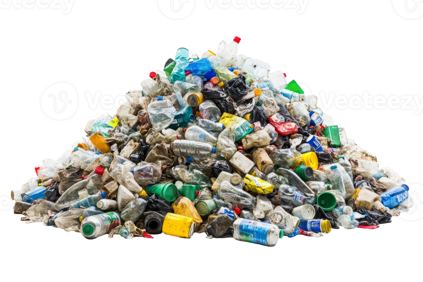Pile of garbage with waste, plastic bottles and junk png