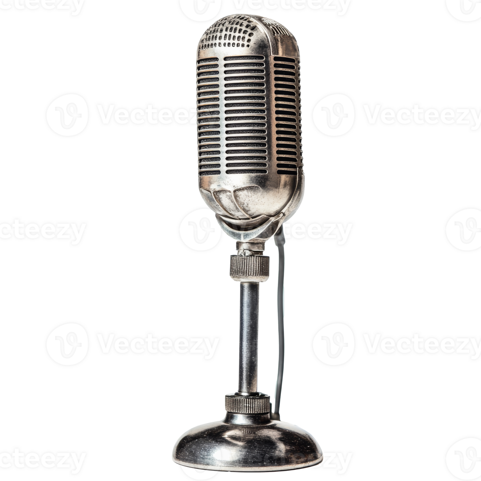 Classic retro styled microphone. Broadcasting and podcast equipment png