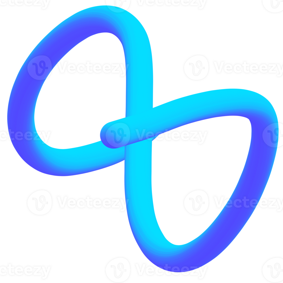 Blue Infinite Curvy Curly Line 3D png