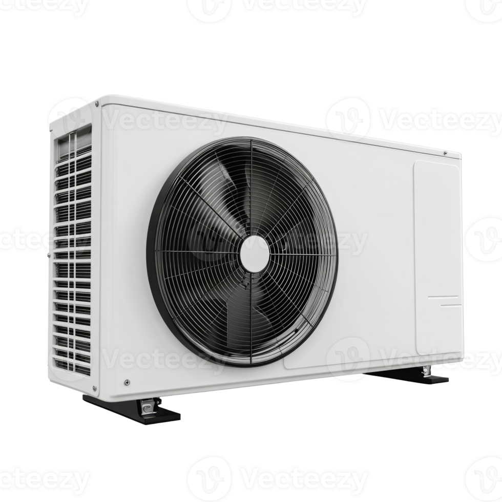 Modern heat pump unit for heating and cooling. Detail of energy-efficient HVAC systems for residential or commercial use png